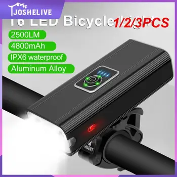 1/2 / 3ШТ Светодиодный велосипедный фонарь спереди 4800 мАч USB Перезаряжаемый MTB Велосипедный фонарь 2500 Люмен Велосипедная фара Велосипедный фонарик Велосипед