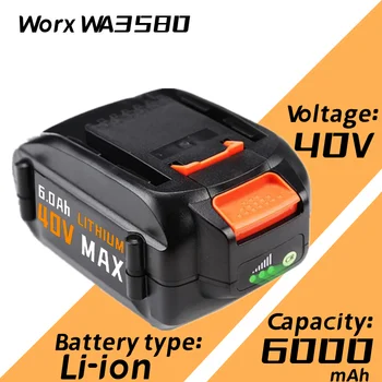1-3 Упаковки литиевой батареи 40V WA3580 для Worx 40V 6000mAh аккумулятор WG180 WG280 WG380 WG580 эрзац литиевой батареи Worx 40V