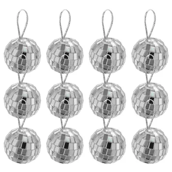 12 шт. Зеркальный шар для дискотеки, стеклянные шары, Серебряная подвеска, украшение для выпускного вечера, серебряный отражающий