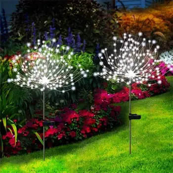 150 светодиодных солнечных фейерверковых огней Водонепроницаемые уличные гирлянды из вспышек в виде одуванчиков для декора сада и газона