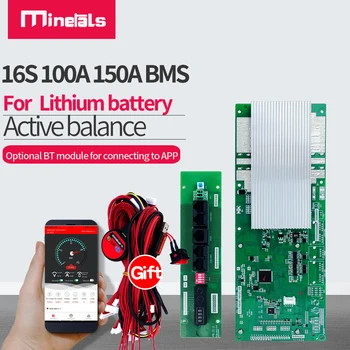 16S инвертор BMS 100A 150A активный баланс 1A WiFi BT PC Smart BMS CANBUS RS485 Поддерживает связь с инвертором LiFePO4