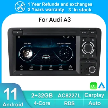 2 DIN Android 11 2GB Авторадио для Audi A3 2 8P 2003-2013 S3 2 RS3 1 Мультимедийный Видеоплеер Навигация GPS CarPlay AUTO