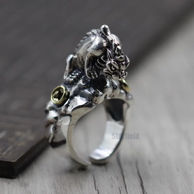 Тайское серебряное индивидуальное мужское кольцо с открытым указательным пальцем, Счастливая одежда, Смелое вышитое кольцо из стерлингового серебра 925 пробы