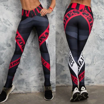 2020 Женские Дышащие Леггинсы для фитнеса, Эластичные женские Леггинсы для тренировок, Тонкие Леггинсы с буквенным принтом, спортивные штаны для бега.