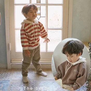 2023 Детская осенняя одежда Детский осенний топ в корейском стиле Детская одежда Осенняя одежда Детский свитер с капюшоном
