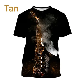 2023 Новая футболка с джазовым инструментом-саксофоном, мужская повседневная футболка с принтом в стиле музыкального искусства с коротким рукавом