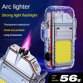 2023 Новый фонарик-зажигалка USB-перезаряжаемая зажигалка водонепроницаемая и ветрозащитная двухдуговая зажигалка для наружного освещения кемпинга