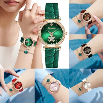 2023 Роскошные Женские часы-браслет из розового золота, Кварцевое платье с жемчугом, Креативный подарок, Наручные часы с блестящим кристаллом Relogio Feminino