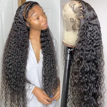 22-Дюймовые парики из человеческих волос с глубокой волной на кружеве для женщин, бесклеевые малайзийские парики из человеческих волос 150 плотности (22 дюйма)