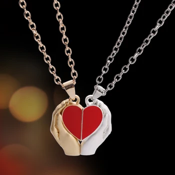 2шт Магнитные ожерелья для влюбленных с подвеской в виде сердца в готическом стиле в стиле панк, ожерелье для свиданий, украшения для друзей-мальчиков и девочек, подарок на День Святого Валентина