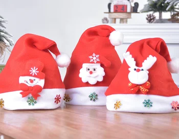 3ШТ Шляп для рождественской вечеринки со светодиодной подсветкой, шляпы с медведем Санта-Клауса, Рождественские светящиеся шляпы для взрослых, детская шляпа для рождественского костюма Pro