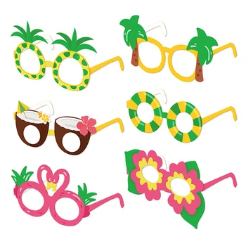 6шт Бумажные очки для летней вечеринки на Гавайях, Детская пляжная вечеринка, Забавный реквизит для фотосессии