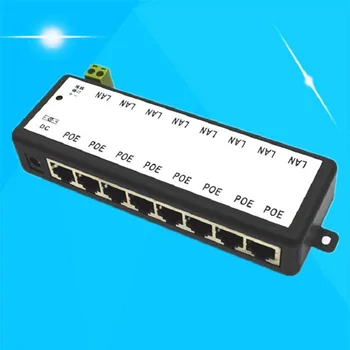 8 Портов PoE Инжектор PoE Адаптер питания Ethernet Вывод питания 4,5 (+)/7,8 (-) Вход DC12V-DC48V для IP-камеры