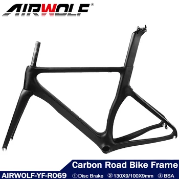 AIRWOLF T1100 Road Carbon Frame130x9mm BB386 Велосипедная V Образная Тормозная Рама Комплект Велосипедных Рам Дорожный Велосипед Гарантия 2 года