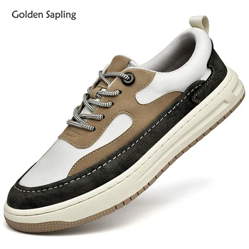 Golden Sapling Обувь для отдыха и вечеринок Мужская классика Скейтборд на плоской подошве Модная кожаная обувь Мужская повседневная обувь Мокасины на платформе