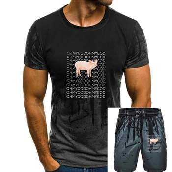 Htyeggug Oh My God Pig, летняя модная черная футболка из чистого хлопка с коротким рукавом