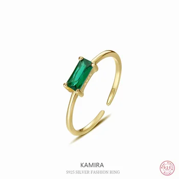 KAMIRA Новые кольца из стерлингового серебра 925 пробы с геометрическим прямоугольником и разноцветным цирконием для женщин, Многоцветные кольца для открытых пальцев в наличии