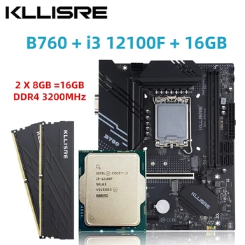 Kllisre B760 Kit Core i3 12100F 2*8 ГБ = 16 ГБ Оперативной памяти DDR4 3200 Настольная Оперативная память LGA 1700 Комплект материнской платы