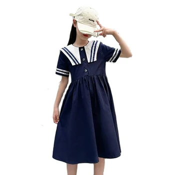 MODX Платье для девочек, однотонное платье в полоску для девочек, детское платье в повседневном стиле, летняя одежда для девочек 6 8 10 12 14