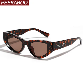 Peekaboo леопардовые солнцезащитные очки в черной квадратной оправе в стиле ретро для женщин с заклепками в виде сердца кошачий глаз солнцезащитные очки для мужчин uv400 лидер продаж унисекс 2023
