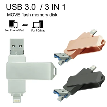 USB Флэш-накопитель OTG Lightning USB 3.0 Stick 64GB 128GB 32GB 256GB Флеш-накопитель MFi Для iPhone и iPad и USB U-Диск OTG