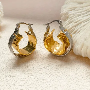 XIALUOKE, винтажные геометрические нерегулярные металлические серьги-кольца контрастного цвета для женщин, модные серьги-кольца