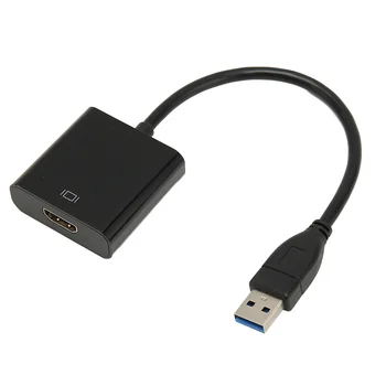 Адаптер мультимедийного интерфейса USB в HD с разрешением 1080P 60 Гц, встроенный чип, звуковой конвертер со скоростью 5 Гбит/с, расширенный режим, черный для телевизоров и ноутбуков