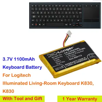 Аккумулятор для клавиатуры OrangeYu 1100mAh 533-000112, L/N 1406 для Logitech II с Подсветкой для Гостиной K830, K830