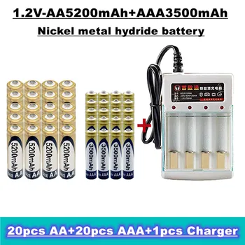 Аккумуляторная батарея AA + AAA Nimh, 1,2 В 5200 мАч / 3500 мАч для дистанционного управления, игрушек, радио и т.д. + продажа зарядных устройств