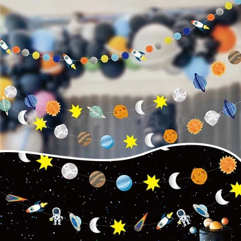 Баннер Космической Вселенной, Космический Космонавт, Бумажная Ракета, Система Галактик, Вечеринка по случаю Дня рождения, Детская спальня, Декор из картонной бумаги
