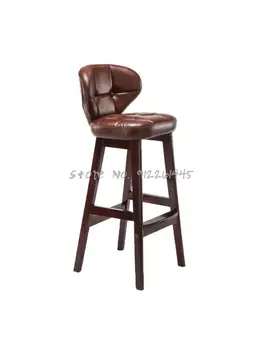Барный стул из массива дерева, легкий роскошный барный стол и стул, современный простой высокий табурет, барный стул, высокий табурет, бытовой стул, барный стул