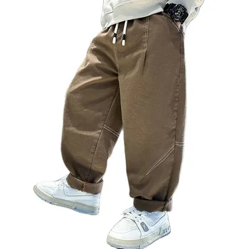 Брюки для мальчиков, однотонные брюки для мальчиков, весенне-осенние спортивные штаны для детей, повседневная детская одежда