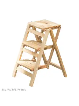 Бытовая складная лестница из массива дерева, двух-, трех- или четырехступенчатая Табуретка-стремянка, многофункциональный стул, Креативная подставка для цветов