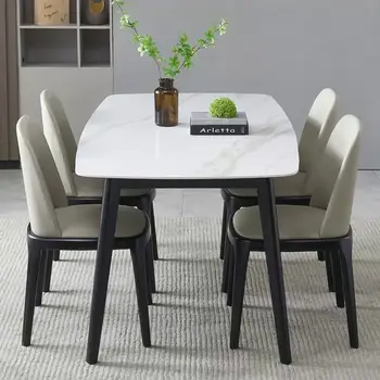 Выдвижной обеденный стол из каменной плиты переменный круглый стол мраморный дом маленькая квартира складной обеденный стол