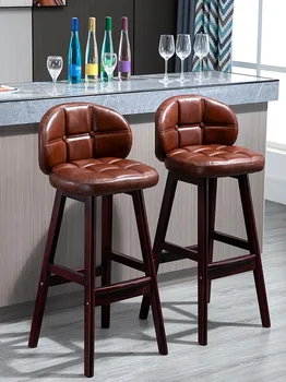 Высокий табурет, домашний стул, барный стул, барный стол из массива дерева, легкий роскошный барный стол и стул, современный минималистичный высокий табурет, барная стойка