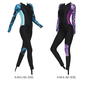 Гидрокостюм для женщин, всего тела, с длинными рукавами, костюмы для подводного плавания, купальник на молнии спереди для подводного серфинга, подводного плавания.