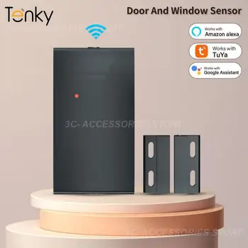 Дверная магнитная сигнализация Многопользовательский доступ Голосовое управление Интеллектуальный датчик двери Дистанционный мониторинг Магнитный датчик ABS Wifi 2,4 ГГц