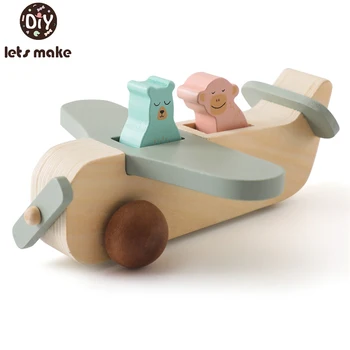 Деревянная модель самолета Развивающие игрушки Монтессори, собранные строительные блоки, детские игрушки с пилотируемым самолетом, подарки детям на День рождения