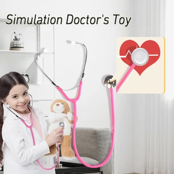 Дети притворяются, что играют в Металлический стетоскоп доктора, Игрушки Монтессори для раннего обучения, Семейная интерактивная игра для родителей и детей