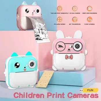 Детская камера мгновенной печати Детская видеосъемка Цифровая фотокамера Игрушечный Мини термопринтер Подарок на День рождения для мальчиков и девочек