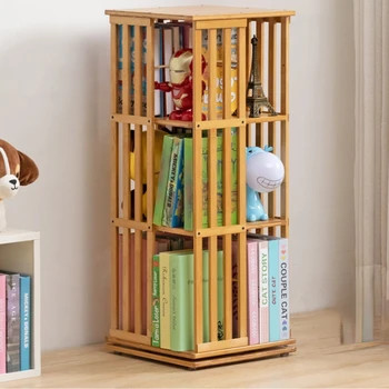 Детская книжная полка Нескользящая подставка для ног Библиотечный шкаф для хранения Многослойные полки для хранения, вращающийся на 360 градусов книжный шкаф