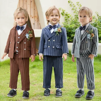 Детское роскошное платье для фотосъемки, джентльменский детский костюм для дня рождения, мальчики с цветами, официальная свадебная вечеринка, танцевальная одежда для смокинга