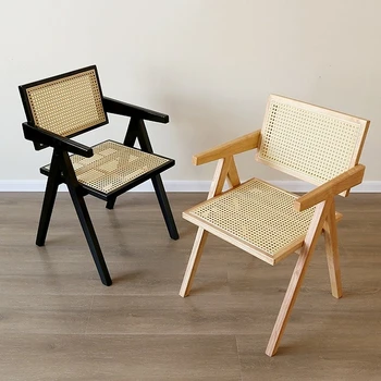 Диван-кресло из скандинавского ротанга, гостиная на балконе, Современное минималистичное кресло с откидной спинкой из ясеня, кресло для отдыха в гостиной с подлокотниками