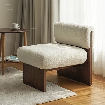 Европейские стулья для гостиной из массива дерева, мебель для гостиной в стиле ретро, Диван для спальни, Балкон, Ленивый диван-кресло для отдыха из бархата ягненка
