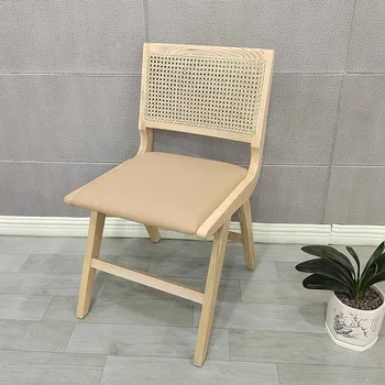 Европейский обеденный стул из массива дерева, современная Простая спинка для отдыха, Старинный Семейный ротанговый стул Cadeiras Furniture WKDC