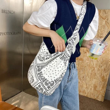 Женская сумка-тоут в винтажном этническом стиле, сумка из хлопчатобумажной ткани, повседневная сумка через плечо, сумки для покупок, сумка для ланча в богемном стиле