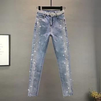 Женские джинсы 2023, Новая альтернативная мода, эластичные облегающие леггинсы Hot Diamond, брюки-карандаш, Корейская уличная одежда в стиле ретро.