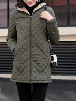 Зимняя одежда, женская новая флисовая теплая куртка с длинными рукавами и хлопковой подкладкой, версия средней длины, повседневная куртка Оверсайз, пальто