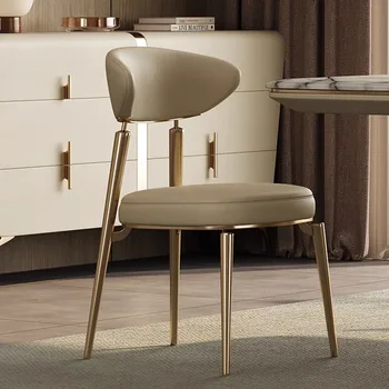 Итальянские кожаные обеденные стулья для столовой со спинкой обеденного стула роскошного дизайна Бытовые стулья для гостиничного переговорного кресла