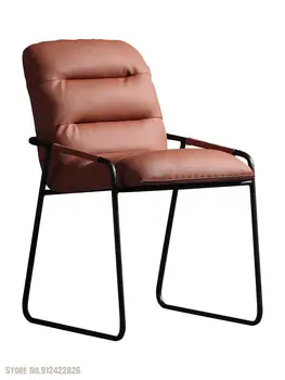 Итальянский минималистичный кожаный обеденный стул с мягкой дизайнерской сумкой, домашнее кресло, кресло для учебы, современный железный стул для отдыха